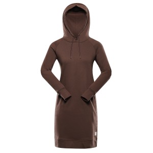 Bluza damska długa z kapturem Oleba brązowa