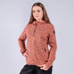 Bluza damska polarowa z kapturem Zega 2 pomarańczowa