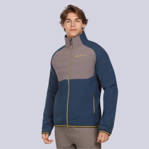 Bluza męska sportowa z wełną merino Gerl  granatowo-brązowa