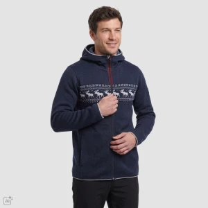 Bluza męska polarowa z kapturem Nores granatowa