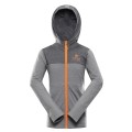 Bluza trekkingowa dziecięca szybkoschnąca z kapturem szara